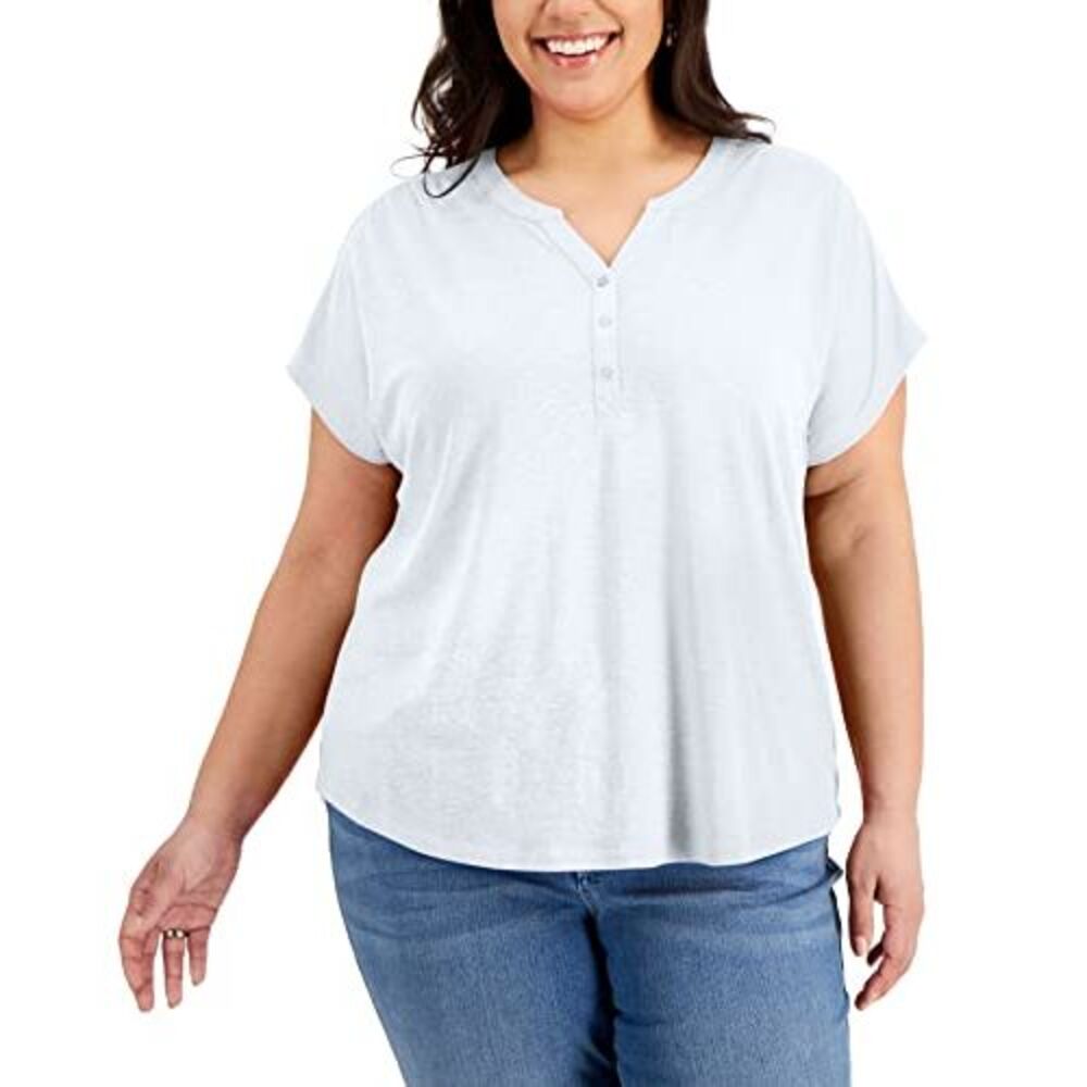 Style & Co Plus Size Split Neck Top - Picture 2 of 4
